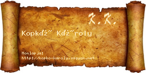 Kopkó Károly névjegykártya
